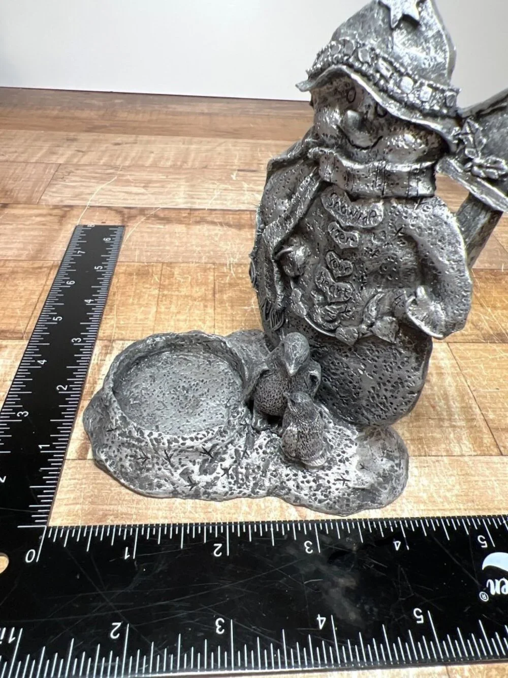 Carson Pewter Snowman Tealight Candle Holder With Birdhouse & Penguins Winter De